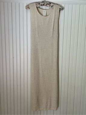Vintage Sleeveless Cream Gauzy Midi Dress